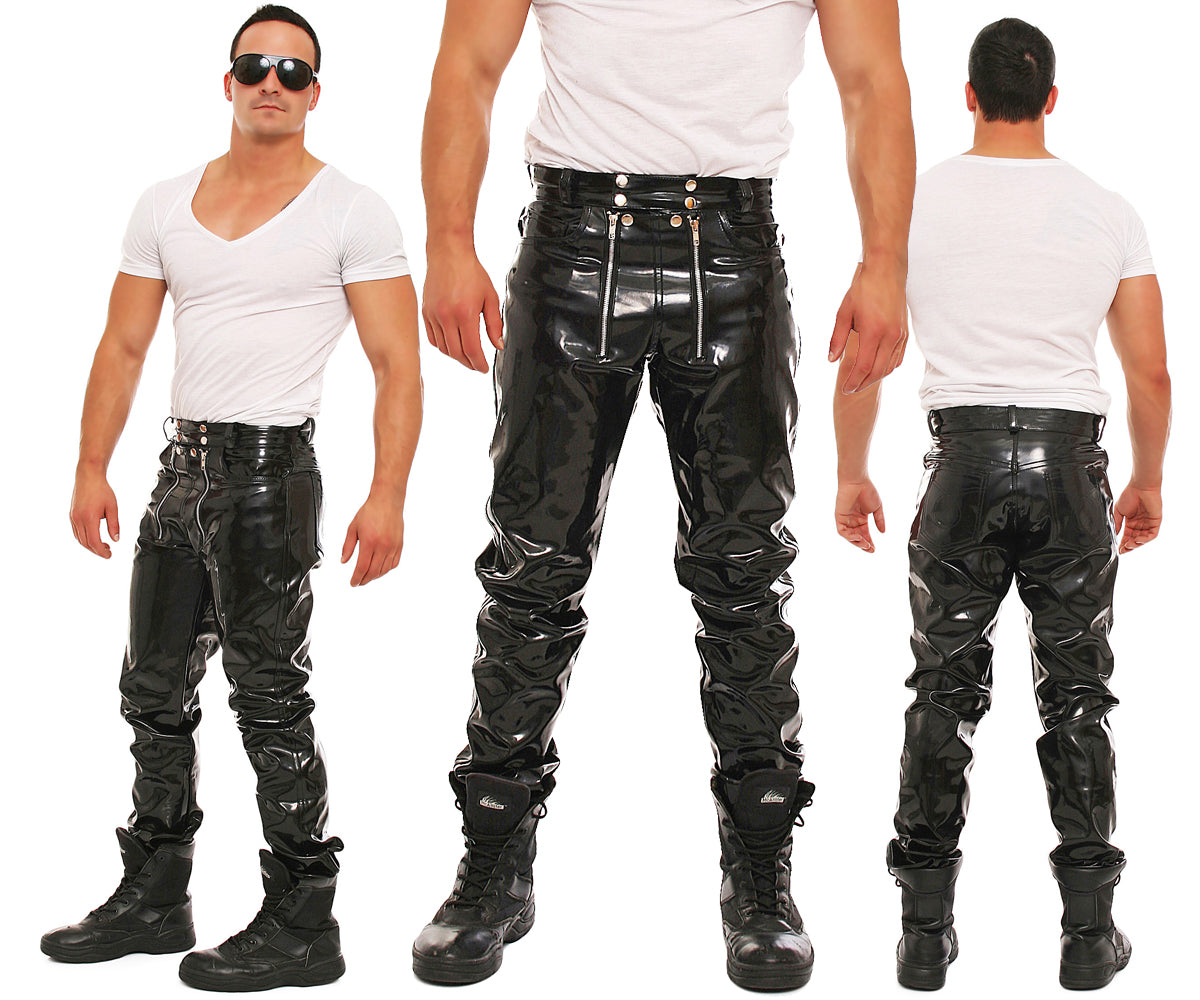 Lack Hose in Vinyl Qualität schwarz 5 Pocket Style Zimmermann Zipper alle Größen