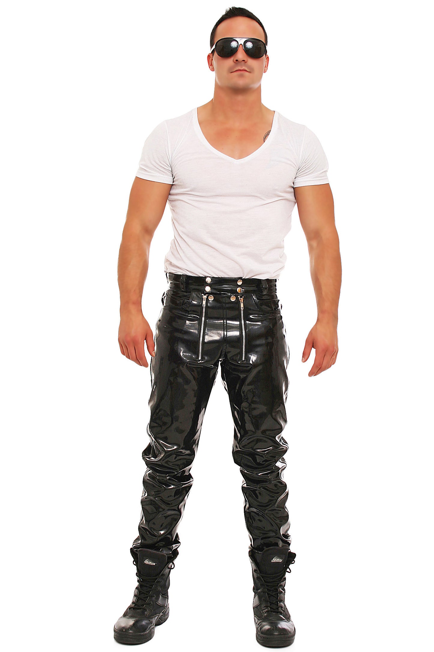 Lack Hose in Vinyl Qualität schwarz 5 Pocket Style Zimmermann Zipper alle Größen