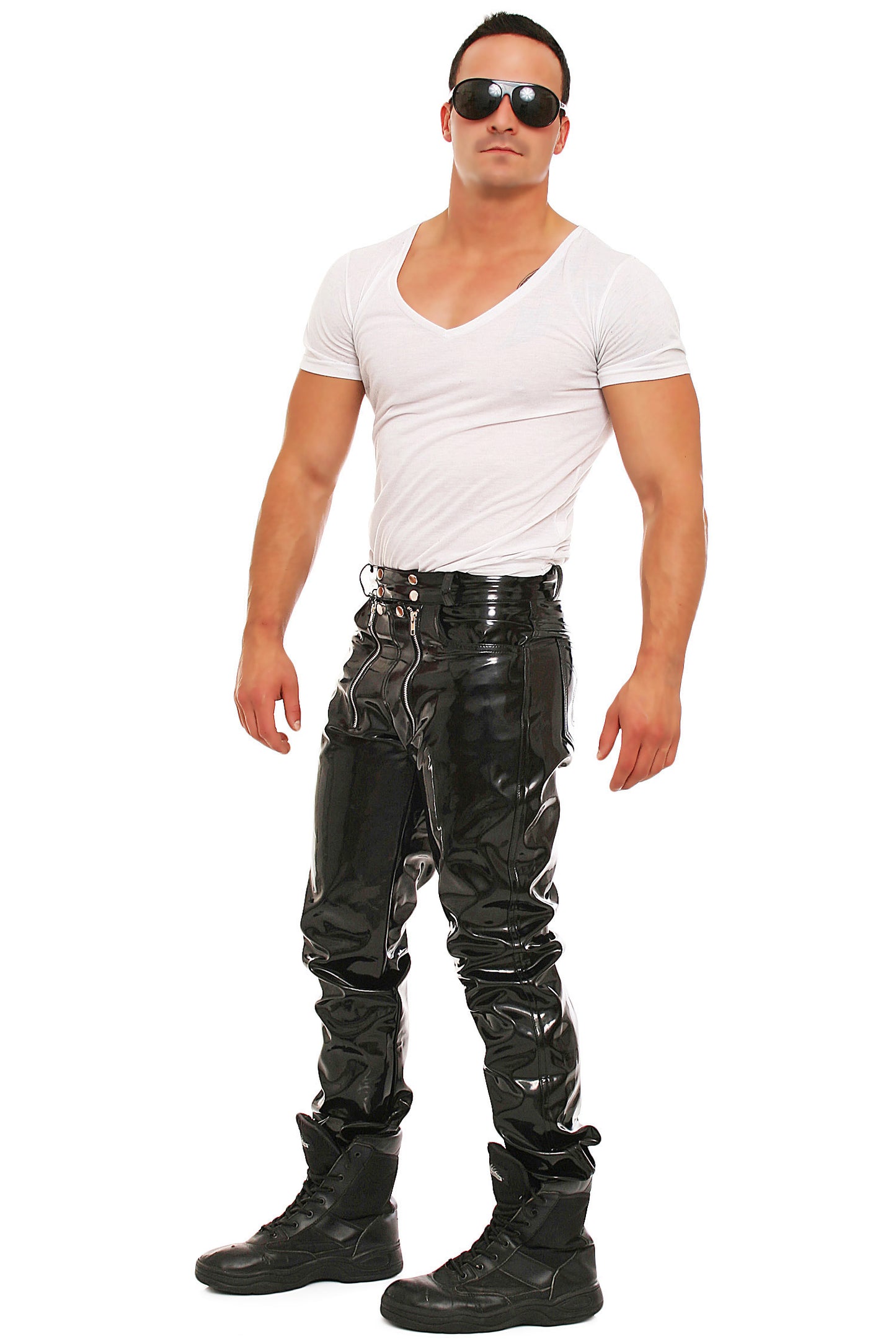 Lack Hose in Vinyl Qualität schwarz 5 Pocket Style Zimmermann Zipper alle Größen