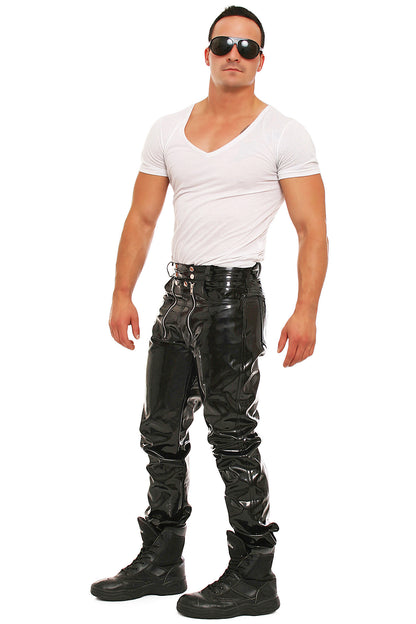 Lack Hose in Vinyl Qualität schwarz 5 Pocket Style Zimmermann Zipper alle Größen