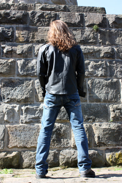 Echt Leder Hemd weiches Rindsleder langarm Schulterklappen Druckknopfleiste Brusttaschen