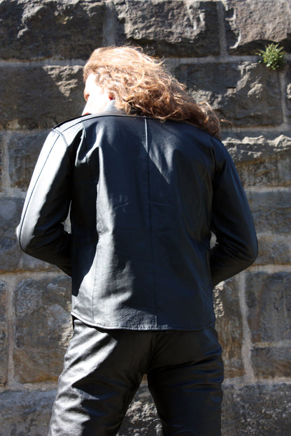 Echt Leder Hemd weiches Rindsleder langarm Schulterklappen Druckknopfleiste Brusttaschen