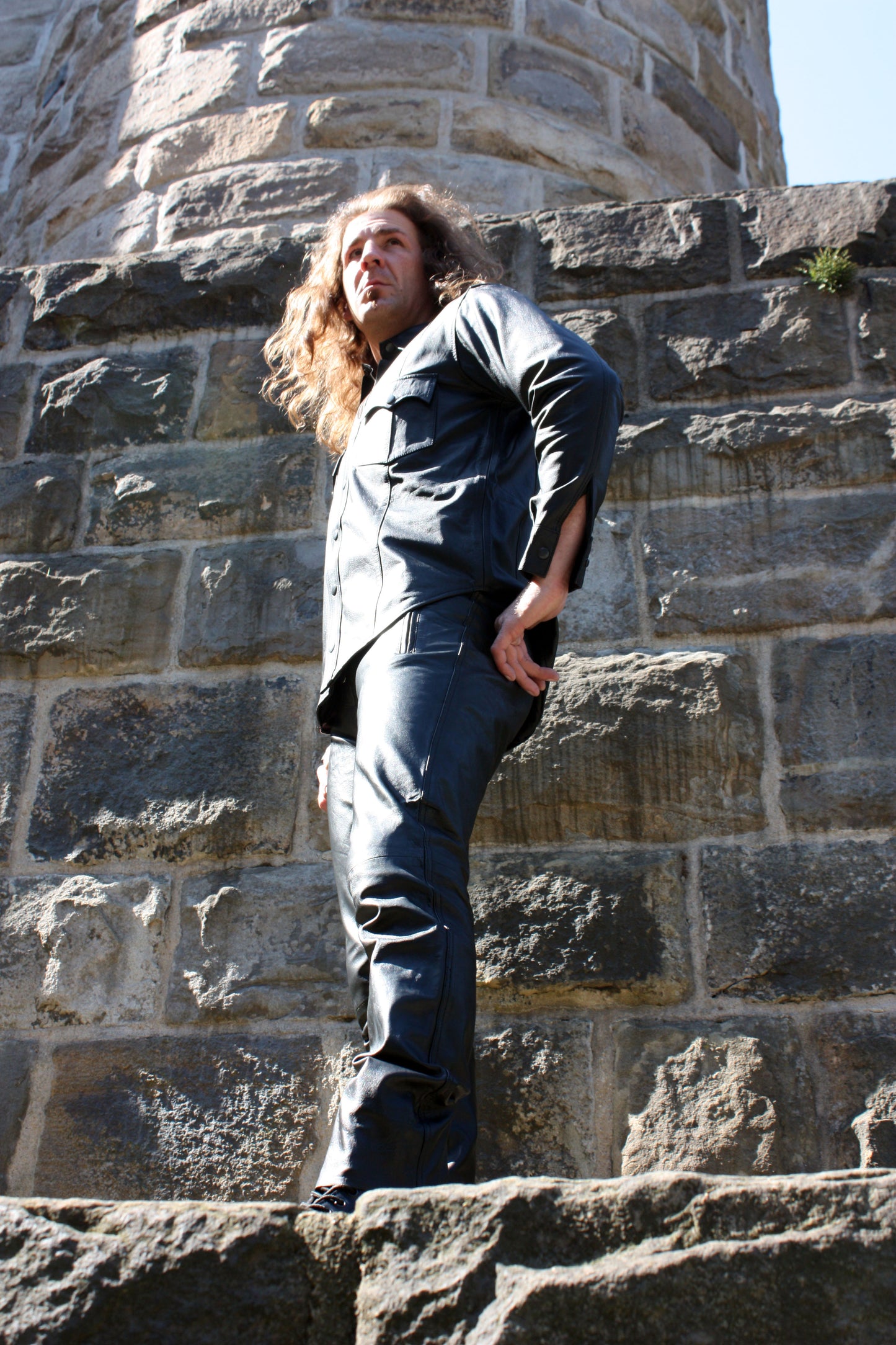 Echt Leder Hemd weiches Rindsleder langarm Schulterklappen Druckknopfleiste Brusttaschen