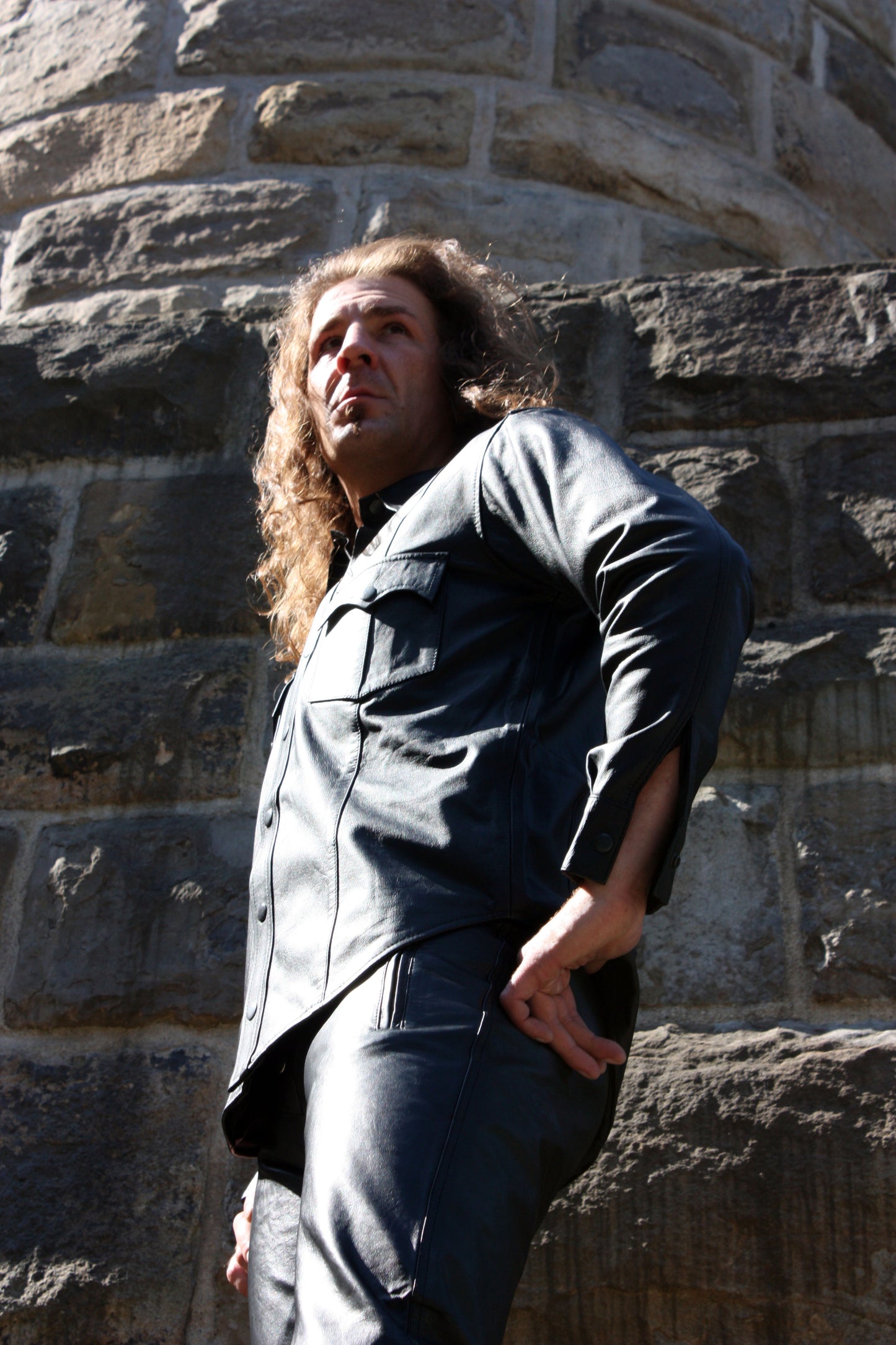 Echt Leder Hemd weiches Rindsleder langarm Schulterklappen Druckknopfleiste Brusttaschen