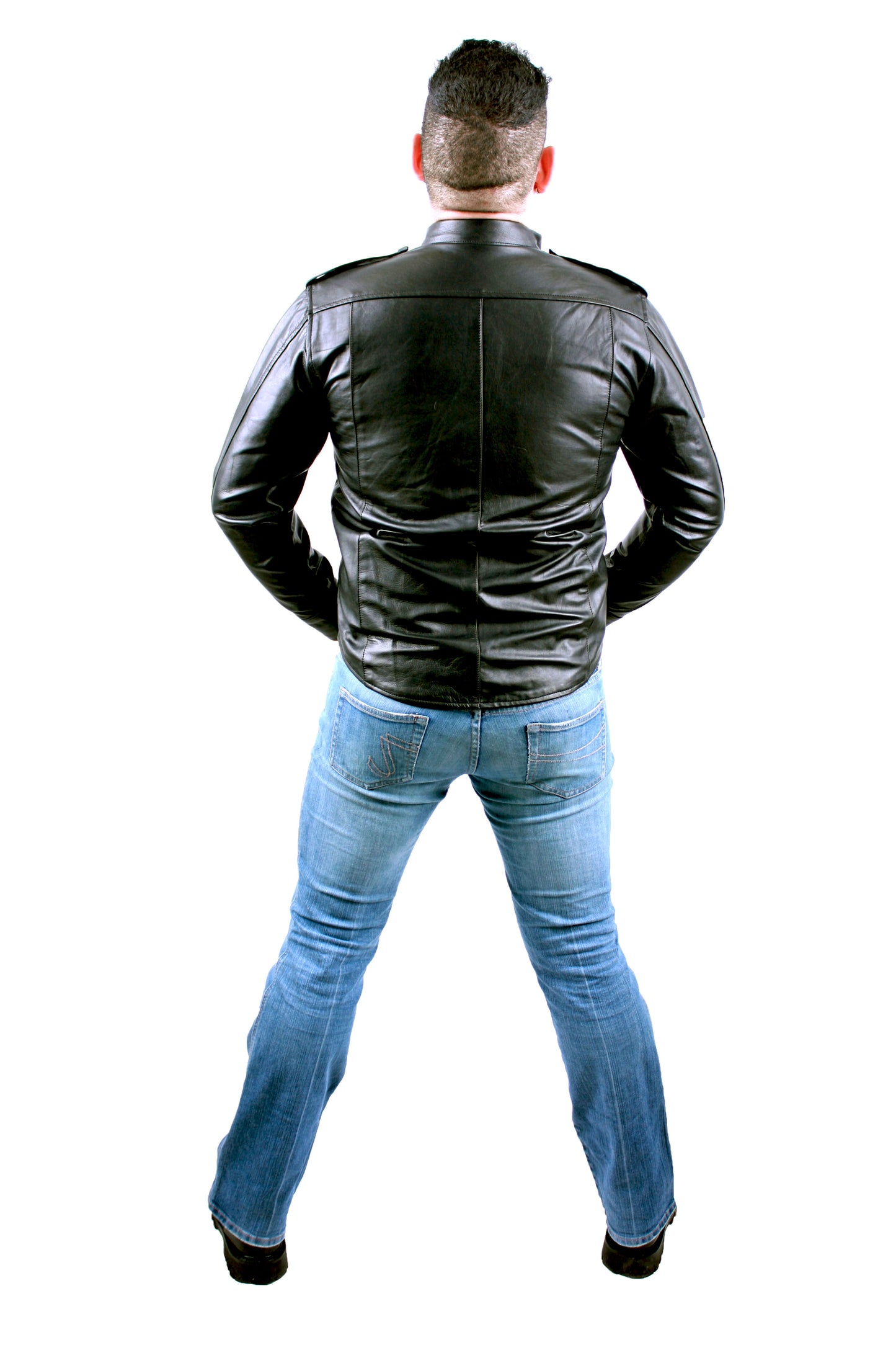 Echt Leder Hemd weiches Rindsleder langarm Schulterklappen Druckknopfleiste Brusttaschen