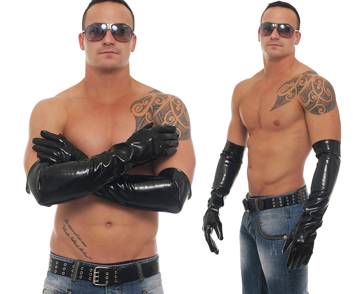 Lange Herren Lack Handschuhe in Vinyl Qualität diverse Farben Spaßfaktor Langlebigkeit