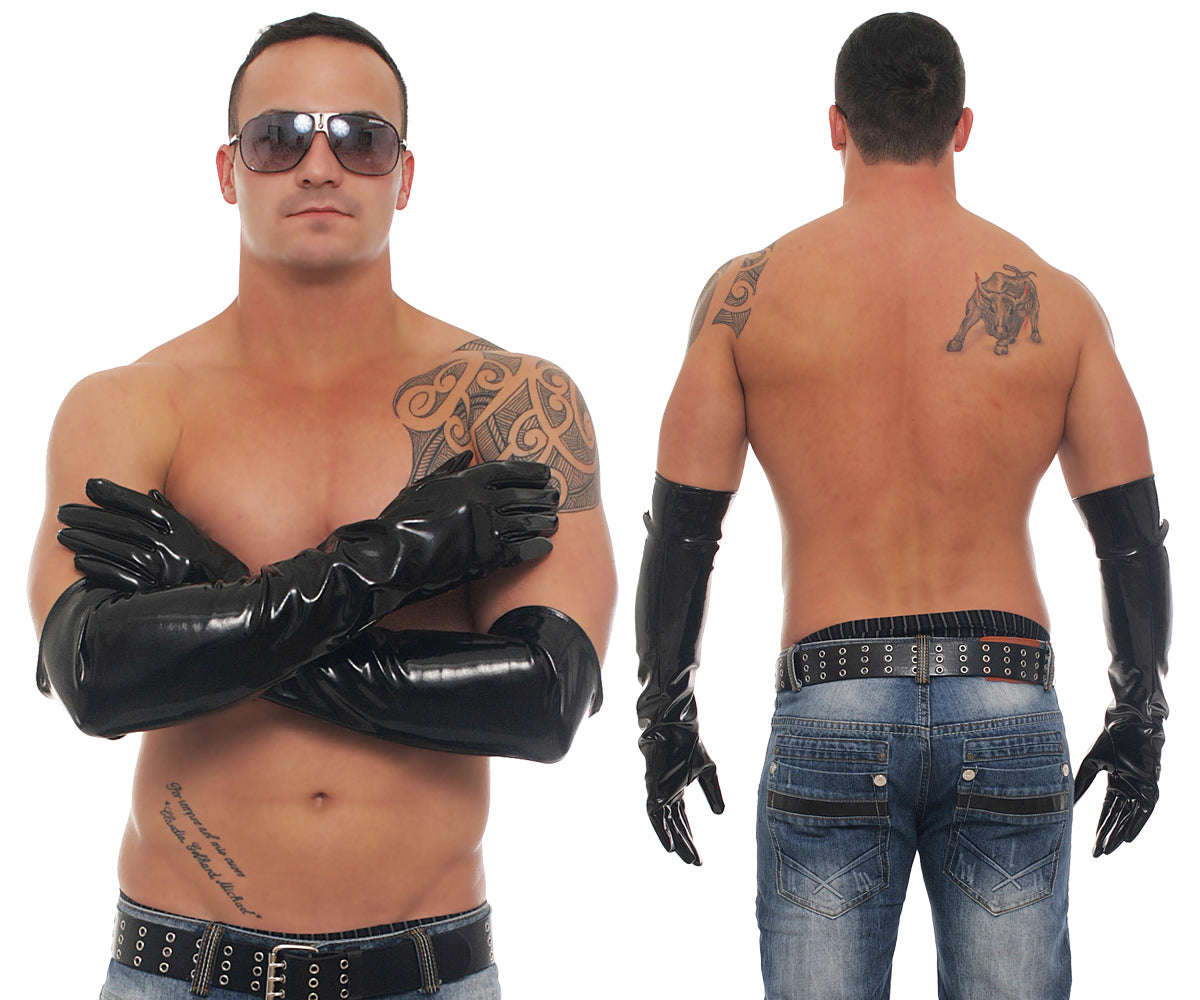 Lange Herren Lack Handschuhe in Vinyl Qualität diverse Farben Spaßfaktor Langlebigkeit