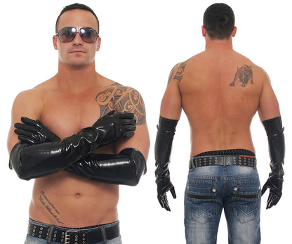 Lange Herren Lack Handschuhe in Vinyl Qualität diverse Farben Spaßfaktor Langlebigkeit