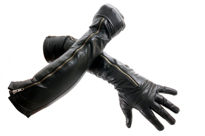 Lange 54-59 cm echt Leder Handschuhe Zipper super weiches Rindsleder Nappaleder