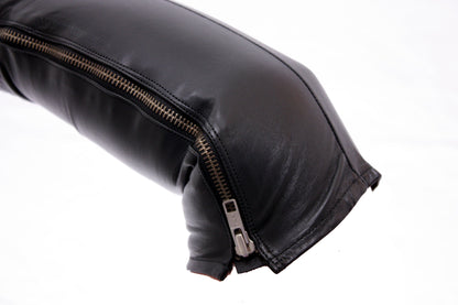 Lange 54-59 cm echt Leder Handschuhe Zipper super weiches Rindsleder Nappaleder