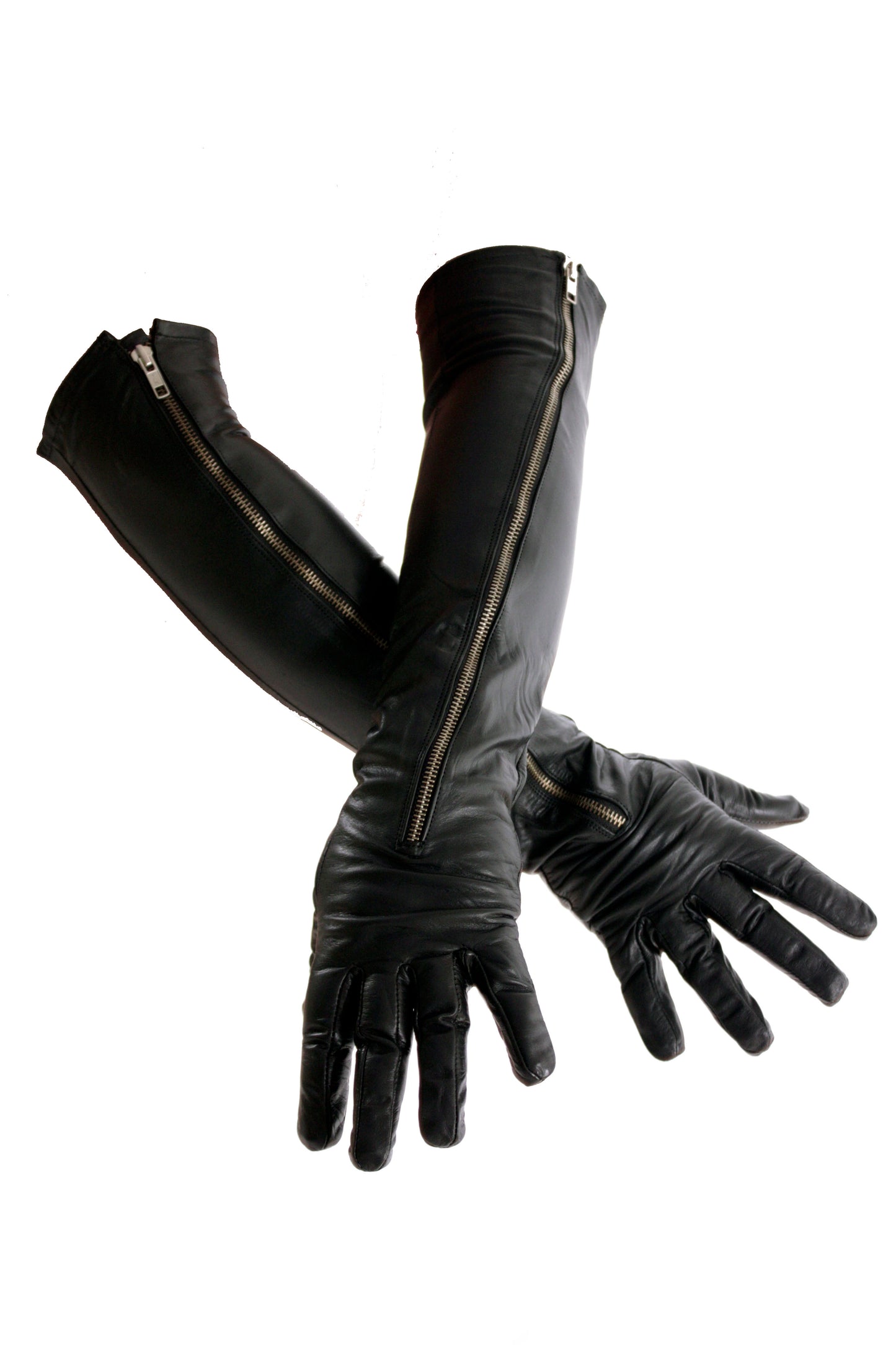 Lange 54-59 cm echt Leder Handschuhe Zipper super weiches Rindsleder Nappaleder