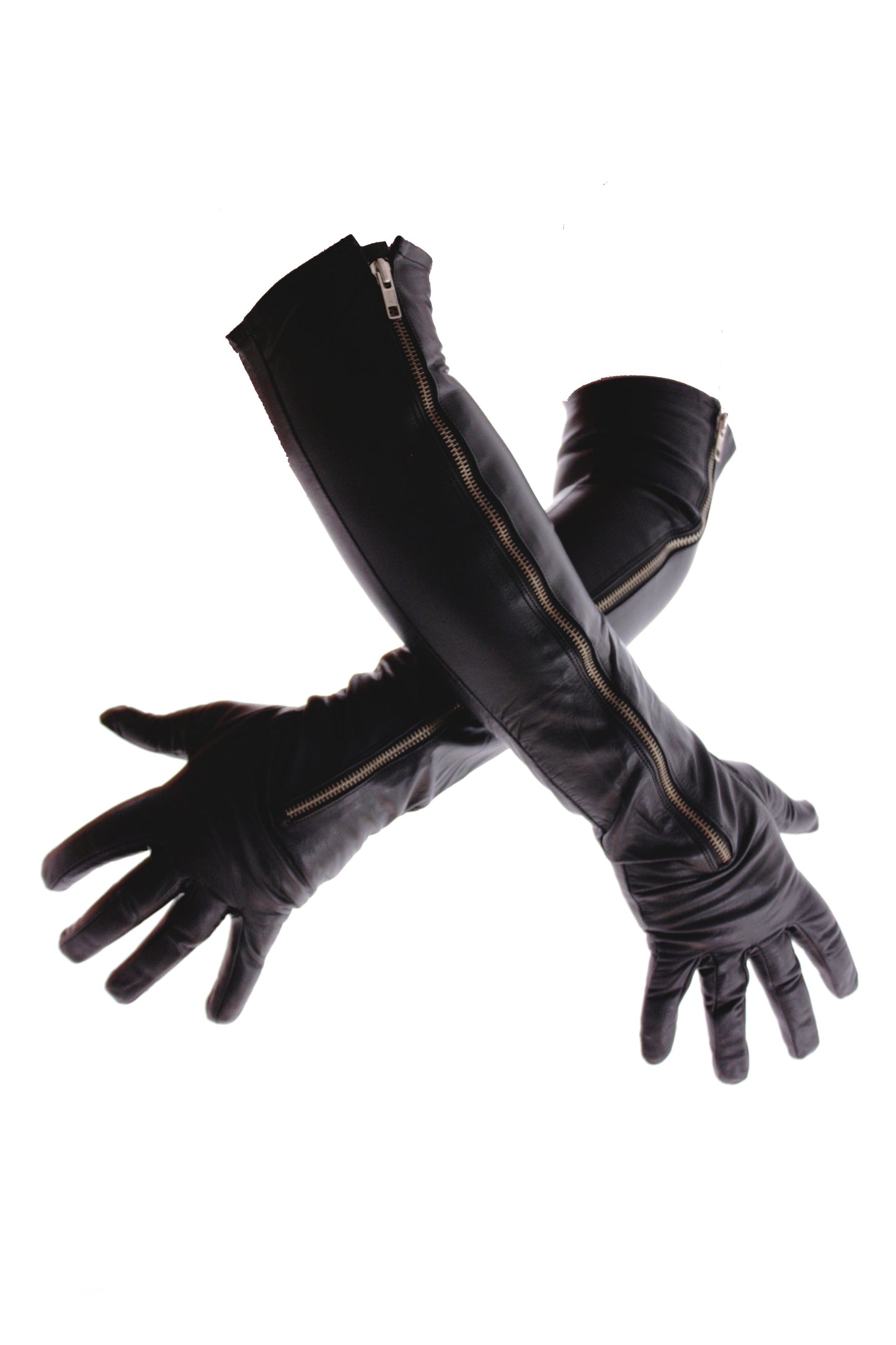 Lange 54-59 cm echt Leder Handschuhe Zipper super weiches Rindsleder Nappaleder