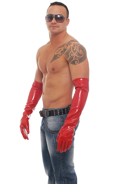 Lange Herren Lack Handschuhe in Vinyl Qualität diverse Farben Spaßfaktor Langlebigkeit