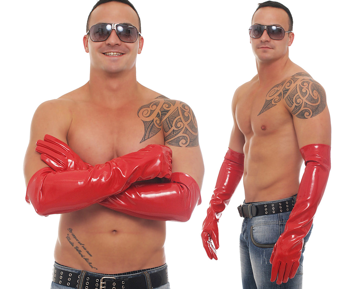 Lange Herren Lack Handschuhe in Vinyl Qualität diverse Farben Spaßfaktor Langlebigkeit