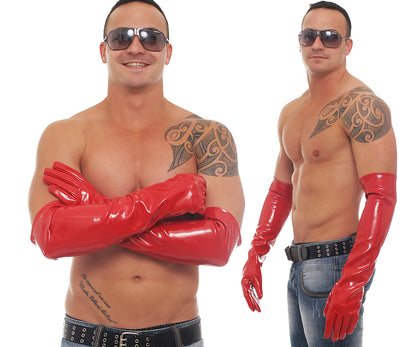 Lange Herren Lack Handschuhe in Vinyl Qualität diverse Farben Spaßfaktor Langlebigkeit