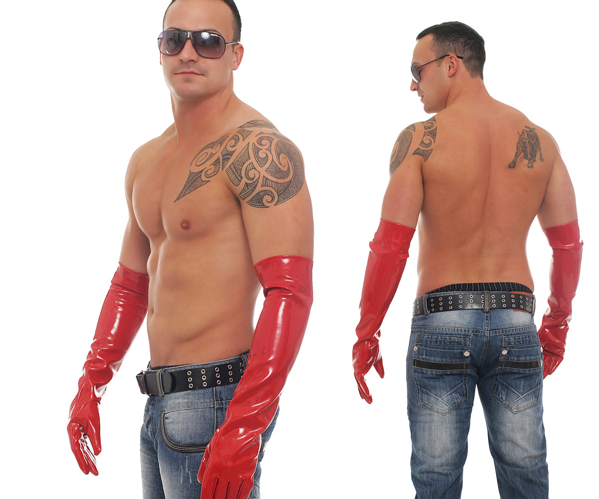 Lange Herren Lack Handschuhe in Vinyl Qualität diverse Farben Spaßfaktor Langlebigkeit