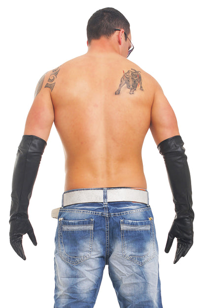 Lange 54-59 cm echt Leder Handschuhe super weiches Rindsleder Nappaleder div. GR