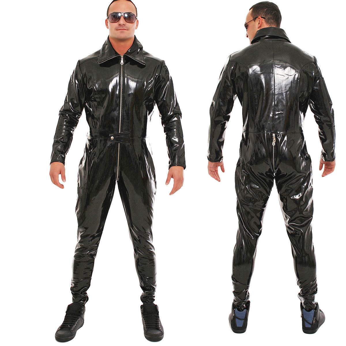 Lackoverall Vinyl Overall mit 3-Wege YKK Reißverschluss in glänzender Qualität