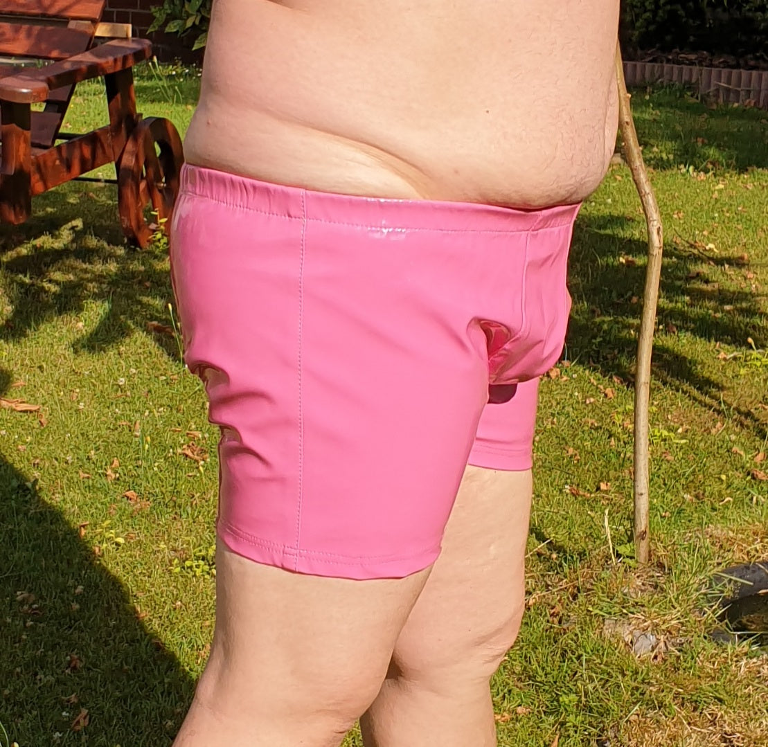 Lack Short Herren in Vinyl Qualität Shorts Tunnelbundschnürung ausgeprägte Front