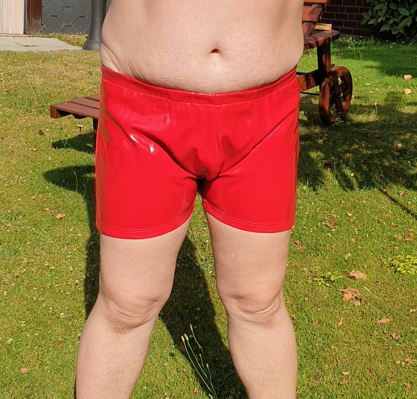 Lack Short Herren in Vinyl Qualität Shorts Tunnelbundschnürung ausgeprägte Front