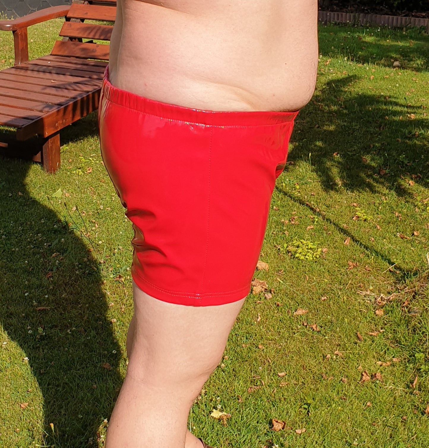 Lack Short Herren in Vinyl Qualität Shorts Tunnelbundschnürung ausgeprägte Front