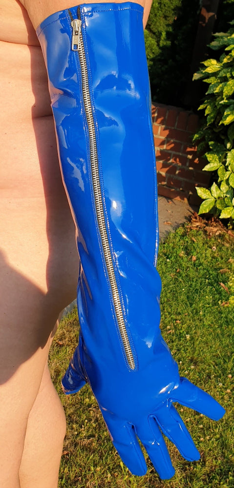 Lange Herren Lack Handschuhe Vinyl Qualität YKK Zipper Spaßfaktor Langlebigkeit