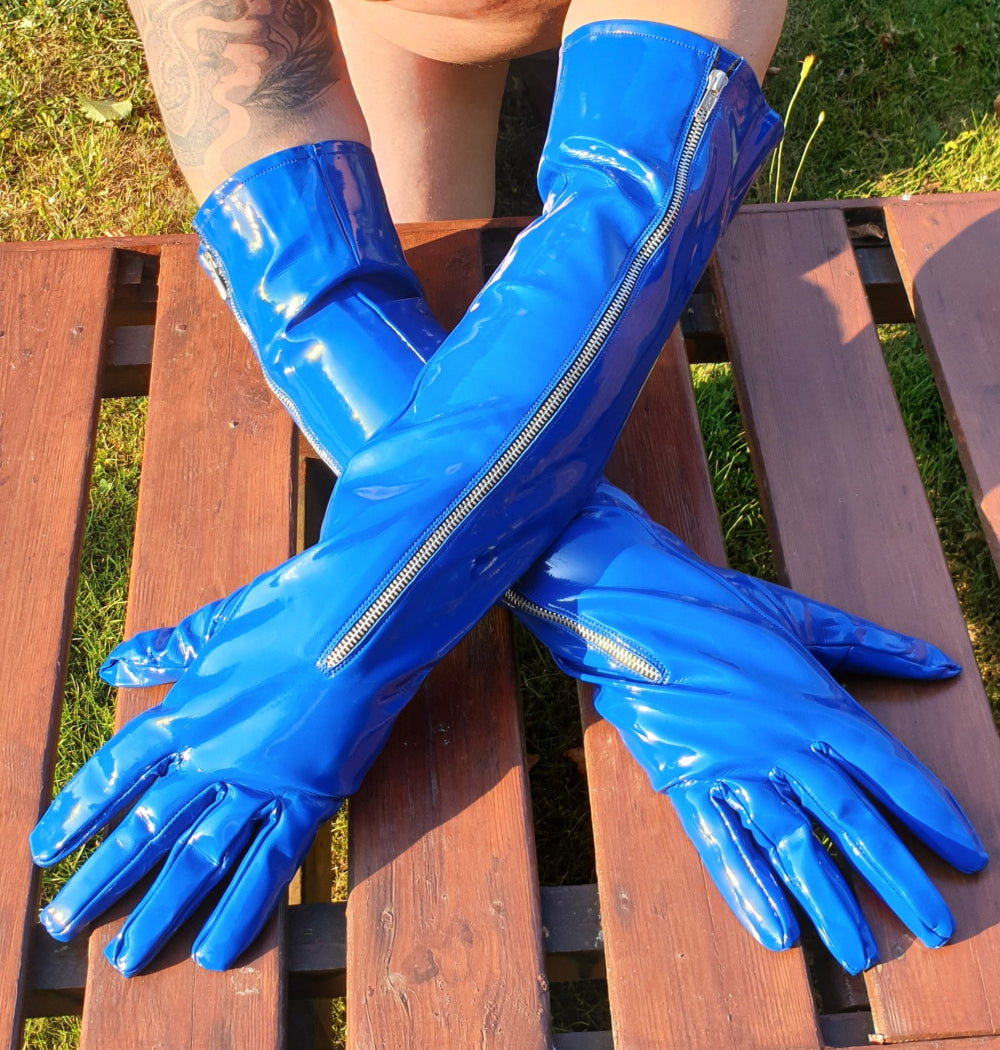 Lange Herren Lack Handschuhe Vinyl Qualität YKK Zipper Spaßfaktor Langlebigkeit