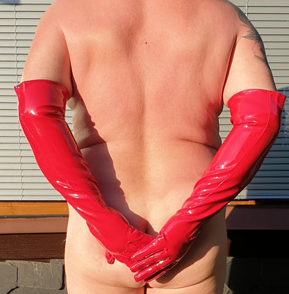 Lange Herren Lack Handschuhe Vinyl Qualität YKK Zipper Spaßfaktor Langlebigkeit