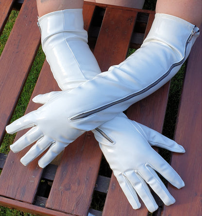 Lange Herren Lack Handschuhe Vinyl Qualität YKK Zipper Spaßfaktor Langlebigkeit